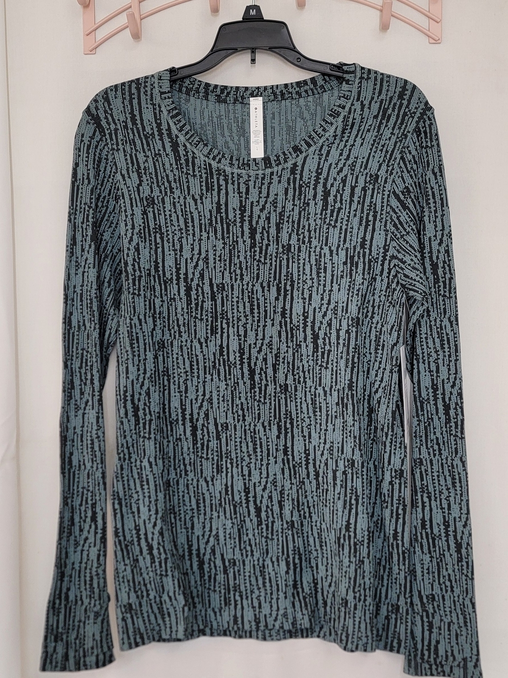 Athleta Teal and Black Patterned Long-Sleeve Tee